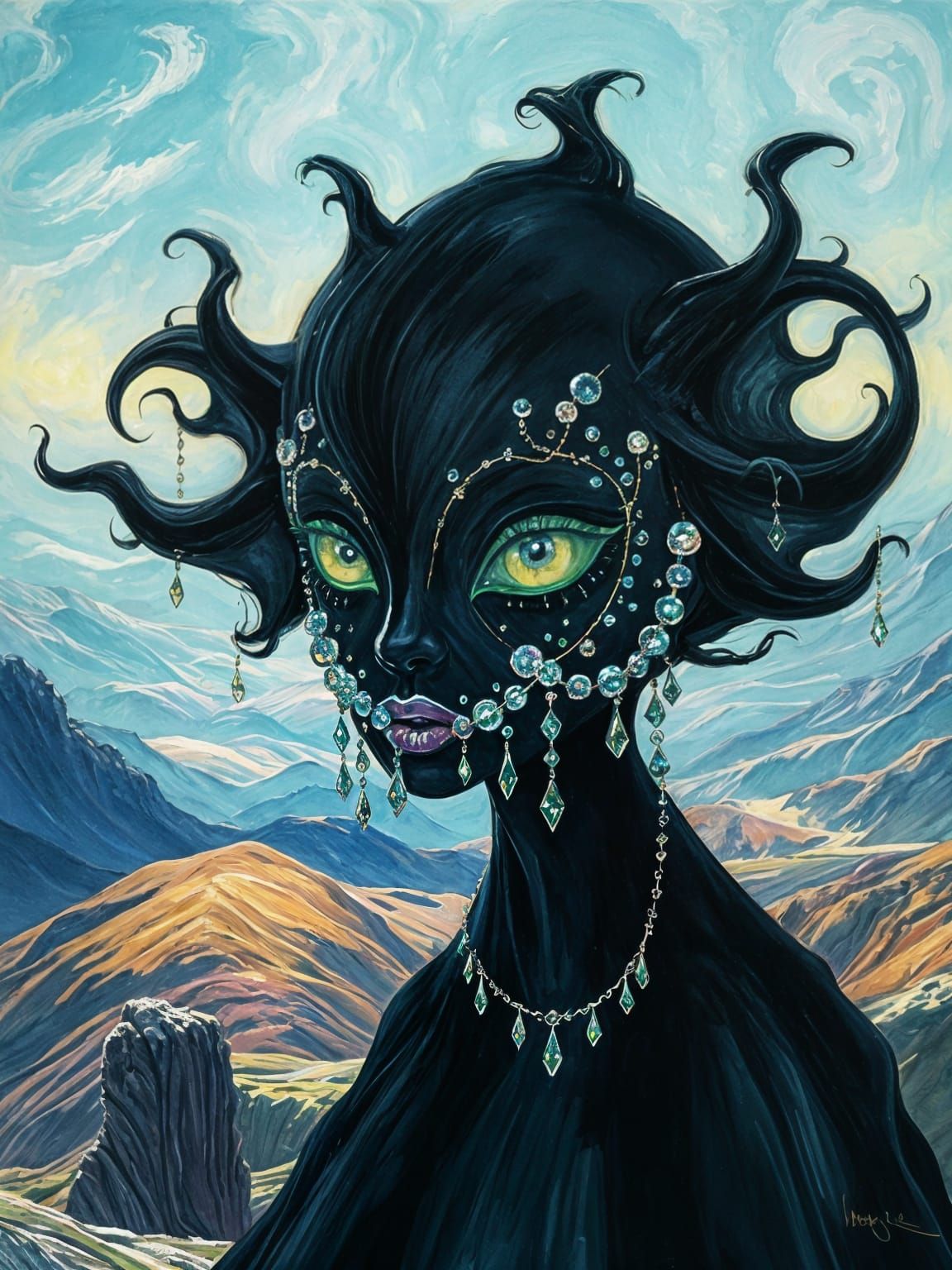 Ethereal Shadow with Gouache Masterpiece Brushstrokes