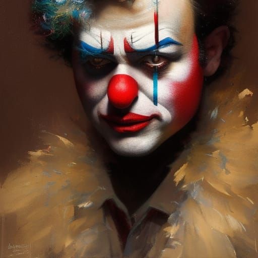 Crying Clown in Chiaroscuro Style