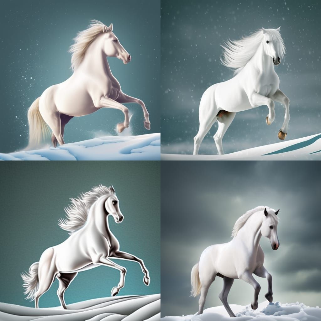 White Horse in Snow Detail