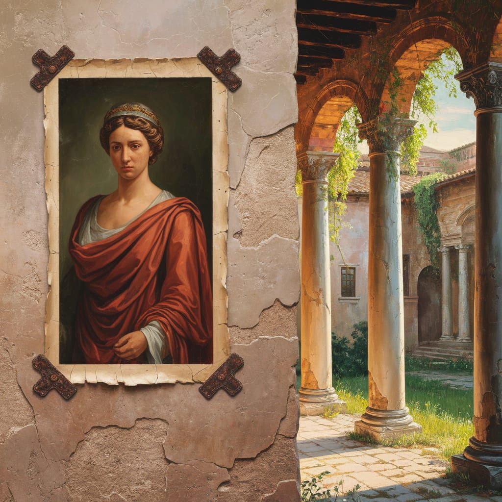 Roman Empress Oil Painting in Afternoon Light