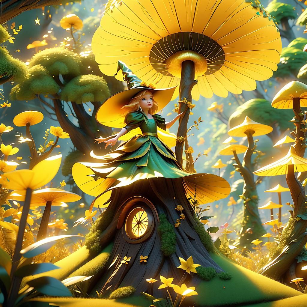 Yellow Witch Hunts Fairies: 3D Animation Art