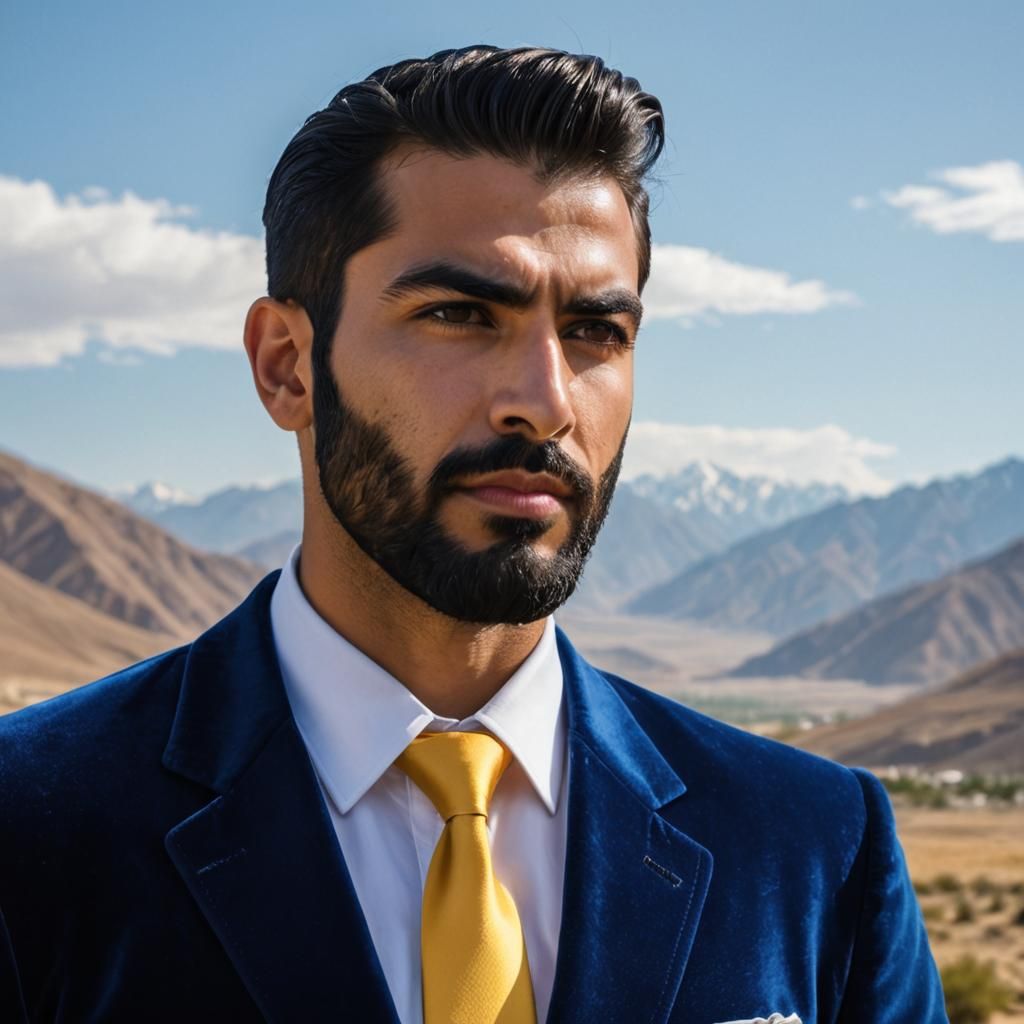 Elegant Man in Velvet Suit, Neo-Impressionist Painting