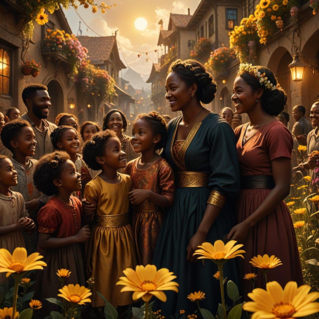 Black Mothers Celebrated in Vibrant Fantasy Scene