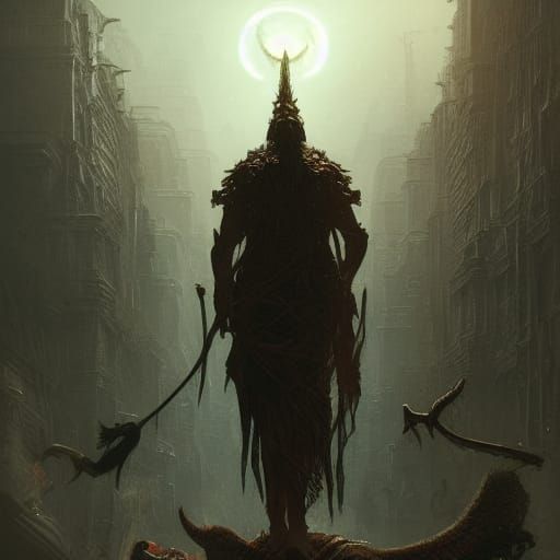 Trickster God Humiliates Humans: Dark Fantasy Art