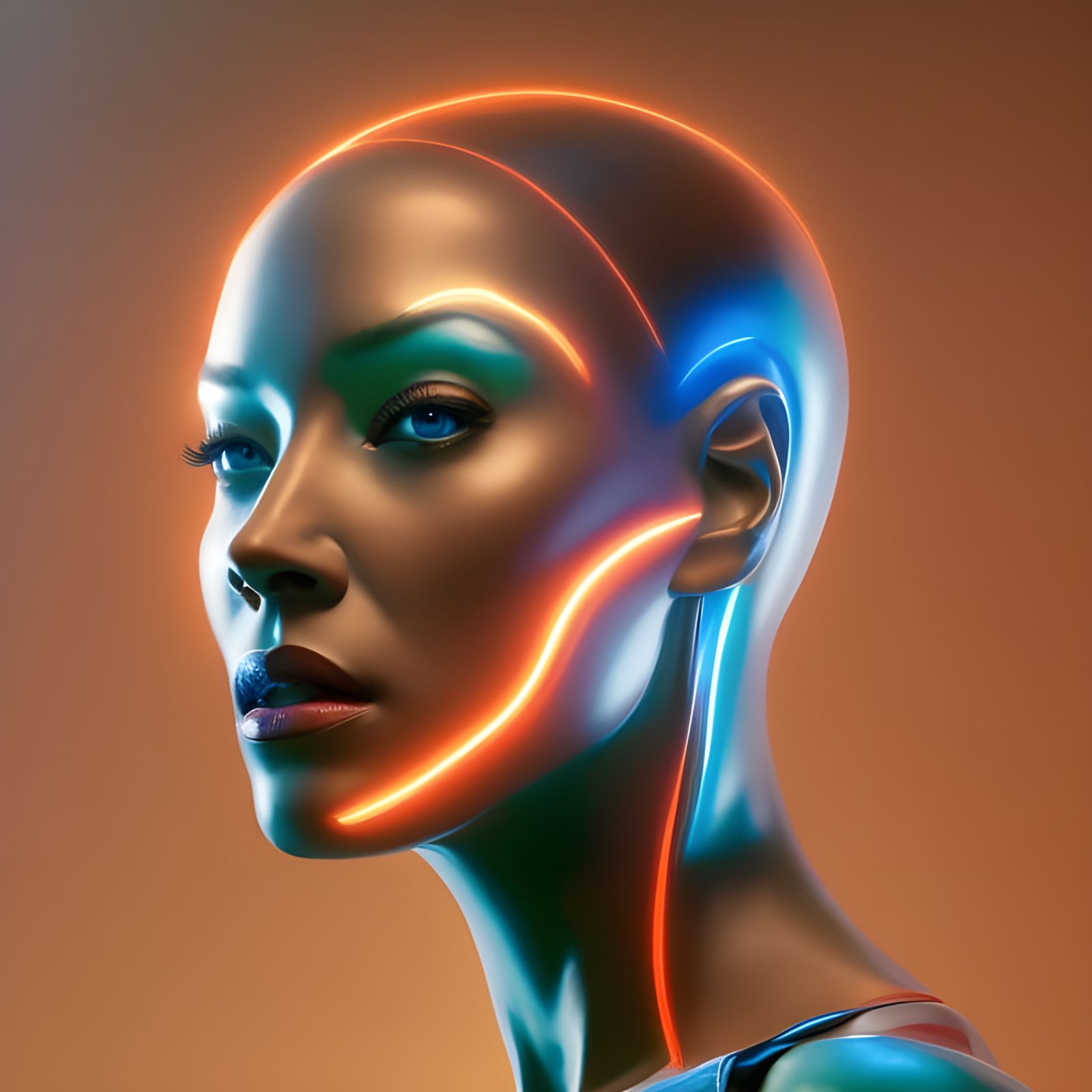 Cyborg Woman in Hidden Lab, Neon Movie Poster