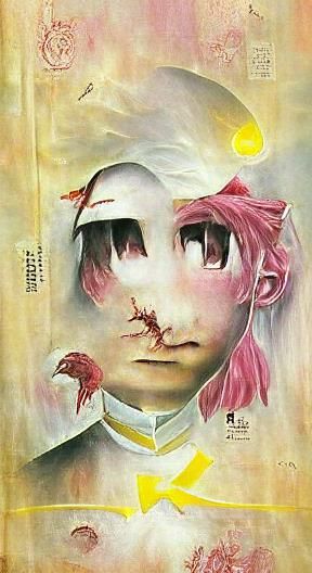 Madoka Kaname Manga Cover in Dark Sci-Fi Style