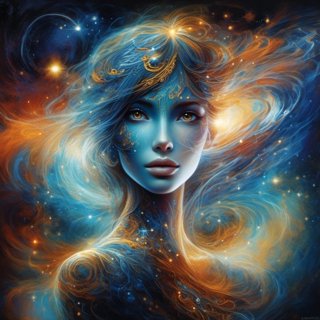 Surreal Cosmic Portrait of a Woman