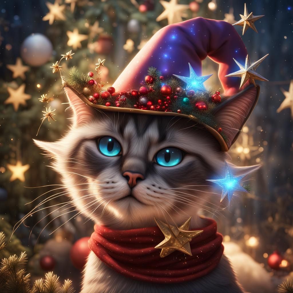 Siamese Cat in Christmas Fairy Tale