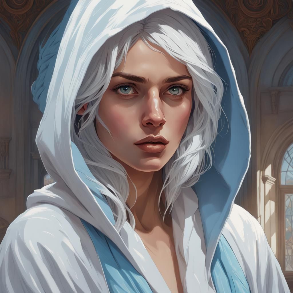 Lost Romani Woman in Businessman's Office, Hyperdetailed Art