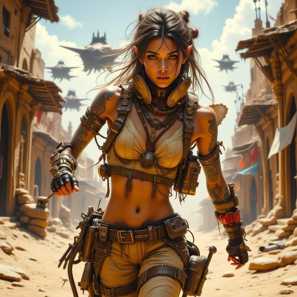 Steampunk Rogue in Ancient Desert City