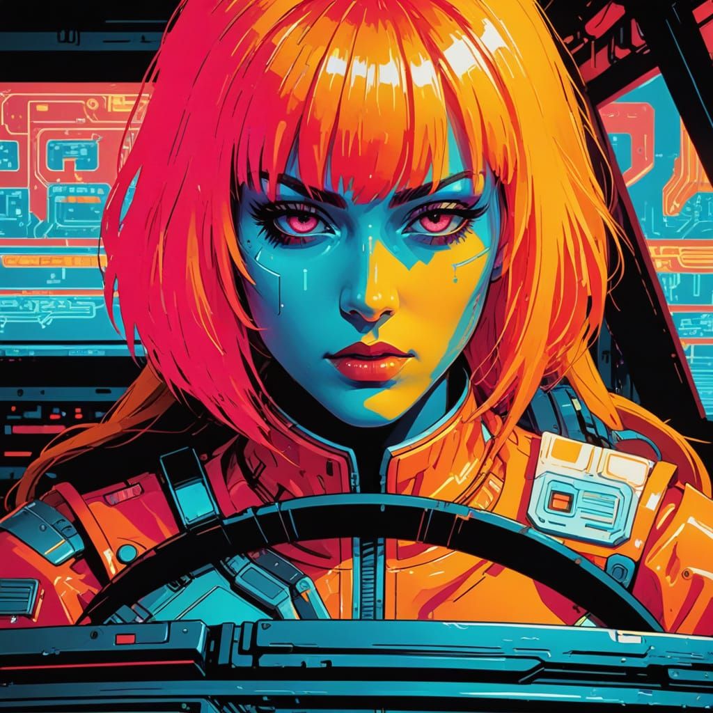 Cyberpunk Goddess in Neon Alleyway