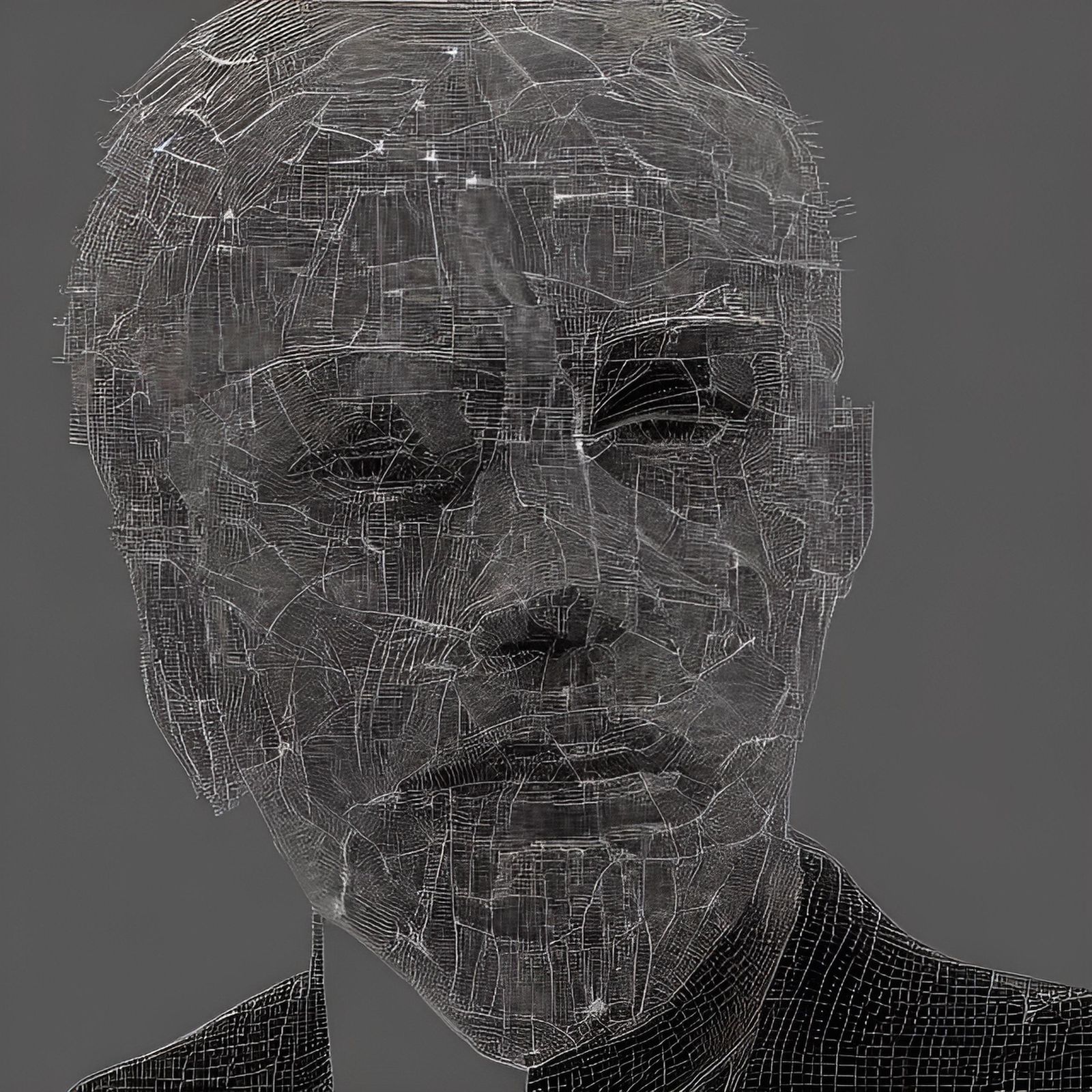 Cyberpunk Faceless Wireframe Human Portrait in 4K