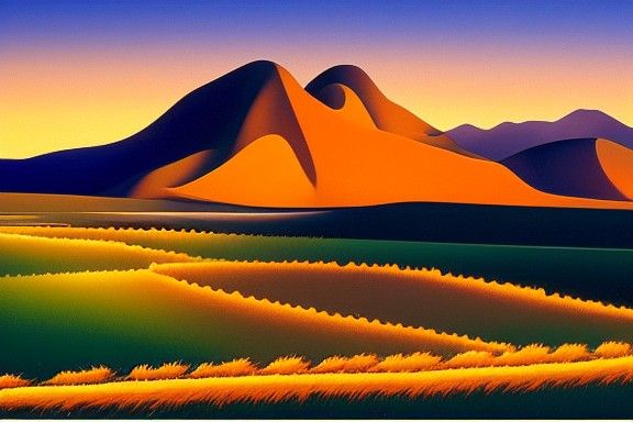 Red Sun Rising Over Wheat Field Landscape