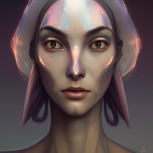 Fairy Grey Alien Portrait in Hyperdetailed Style