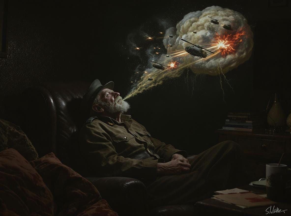 Old Man Daydreaming with Dream Bubble