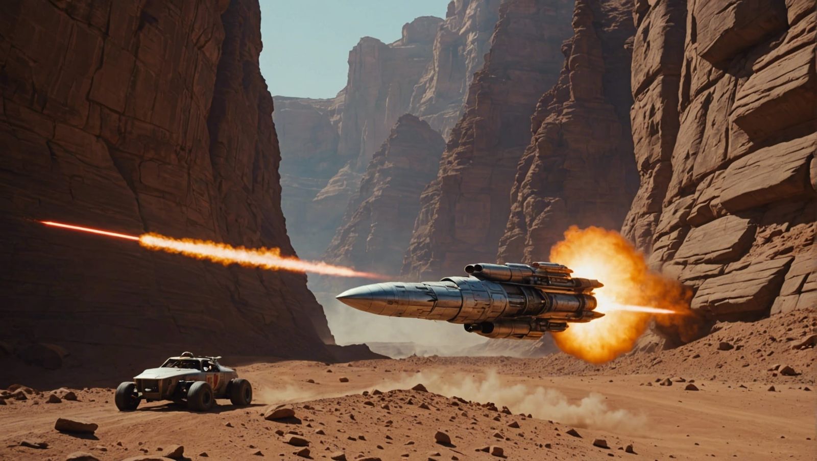 Buck Rogers Rocket Fight Over Martian Canyon