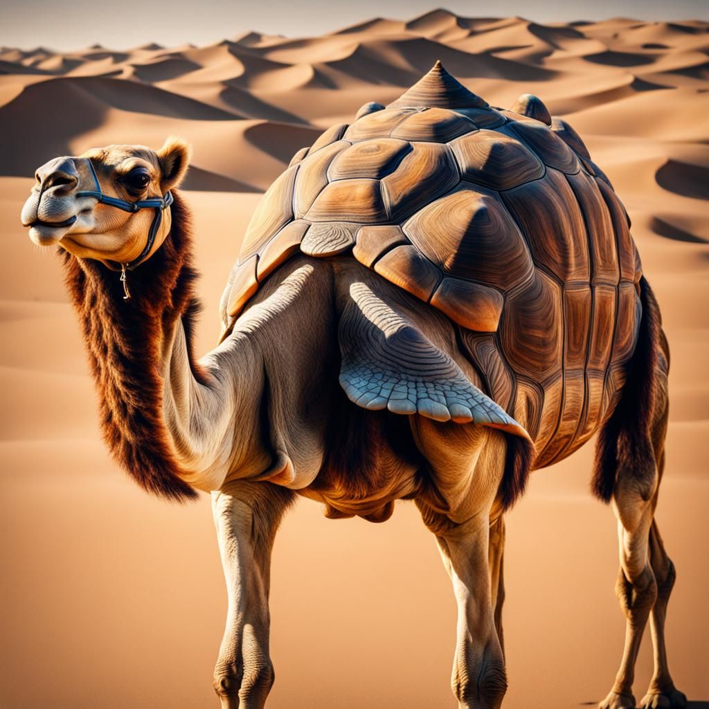 Hyperrealistic Camel with Turtle Shell