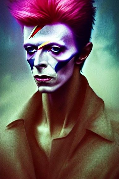 Sinister Ziggy Stardust Portrait in Academic Art Style