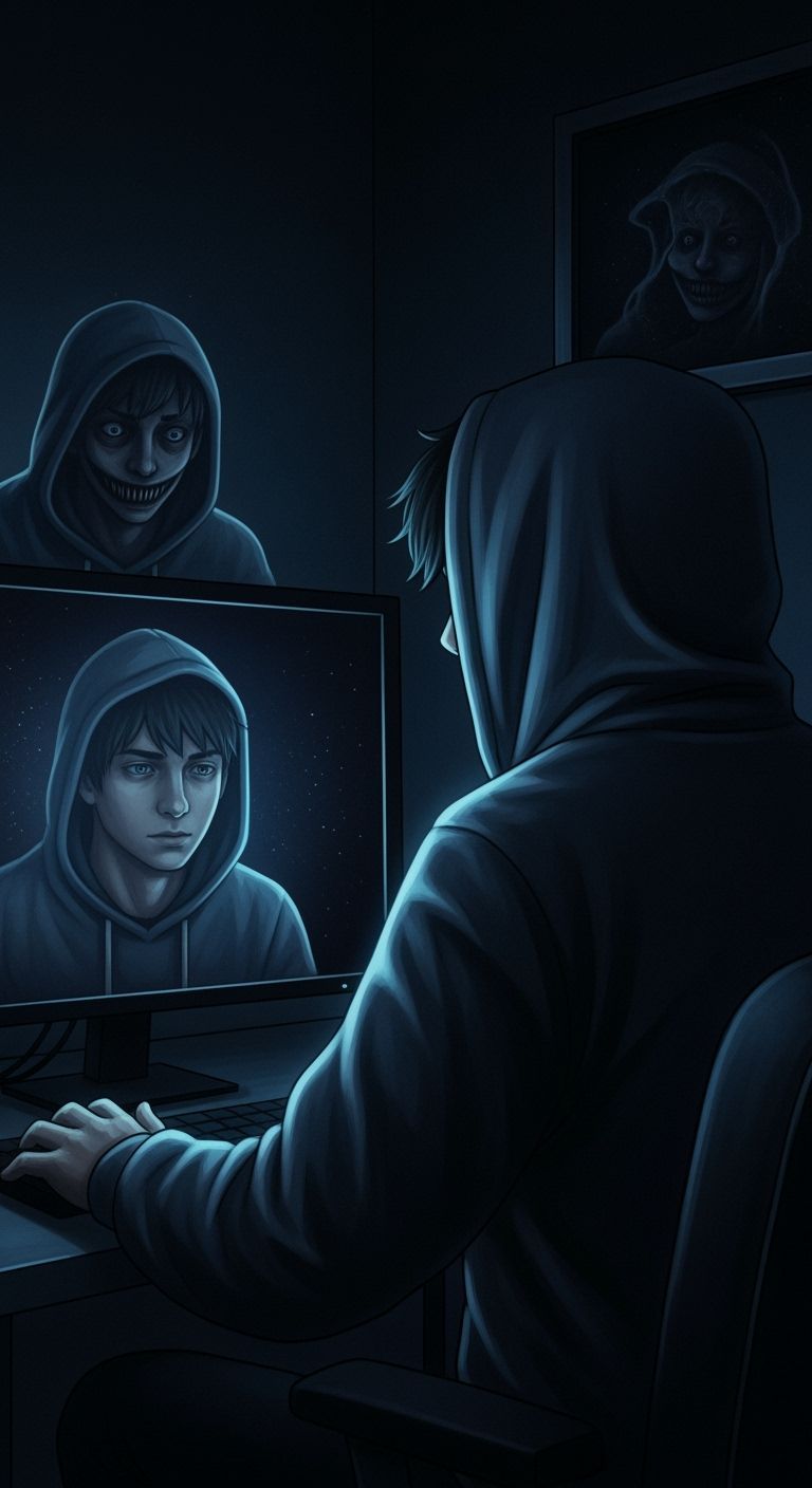 Menacing Reflection: Digital Horror in Eerie Realism