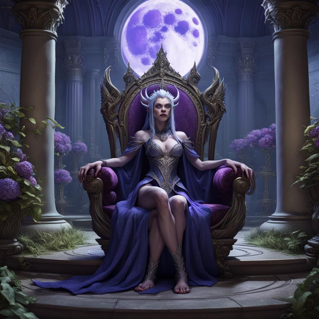 Moon Elf Queen in Garden Palace Throne Room