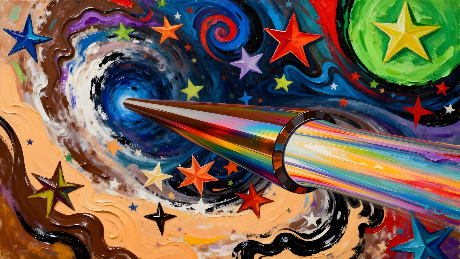 Sleek Rainbow Chocolate Cylinder with Vortex Exhaust