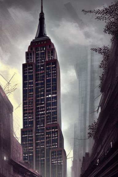 Steampunk Empire State Building: Dramatic Digital Art