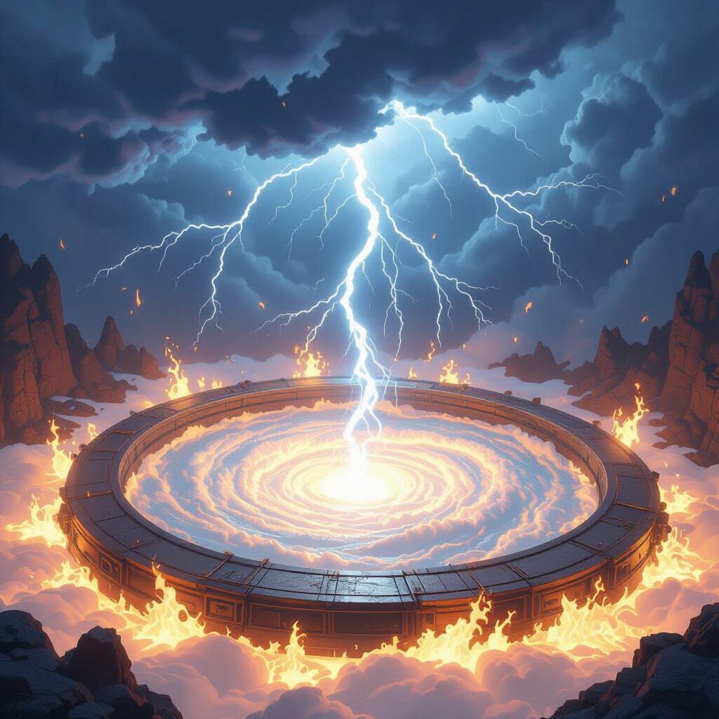 Fantasy Whirlpool Battle Map with Stormy Skies
