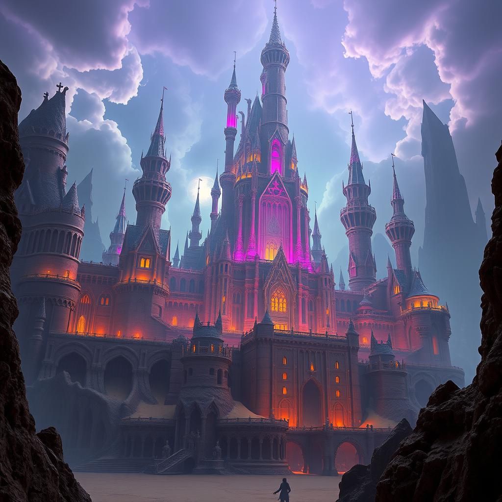 Grandiose Sand Castle Citadel in Dark Fantasy Style