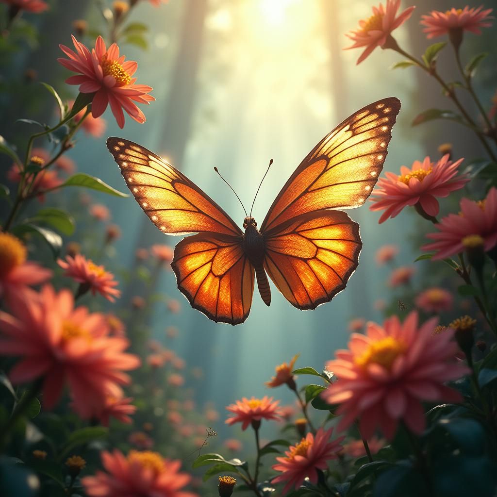 Butterfly in Flight in Cinematic Digital Art Style