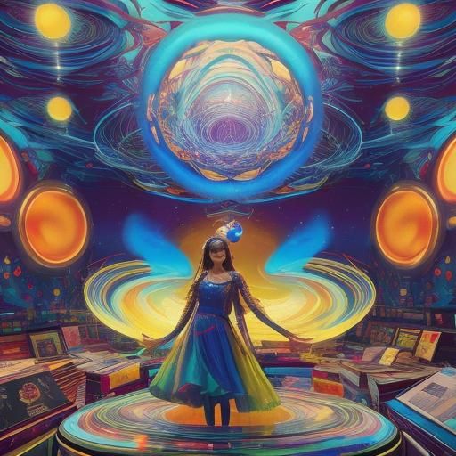 Radiant Person Surrounded by Music in Surreal Portrait