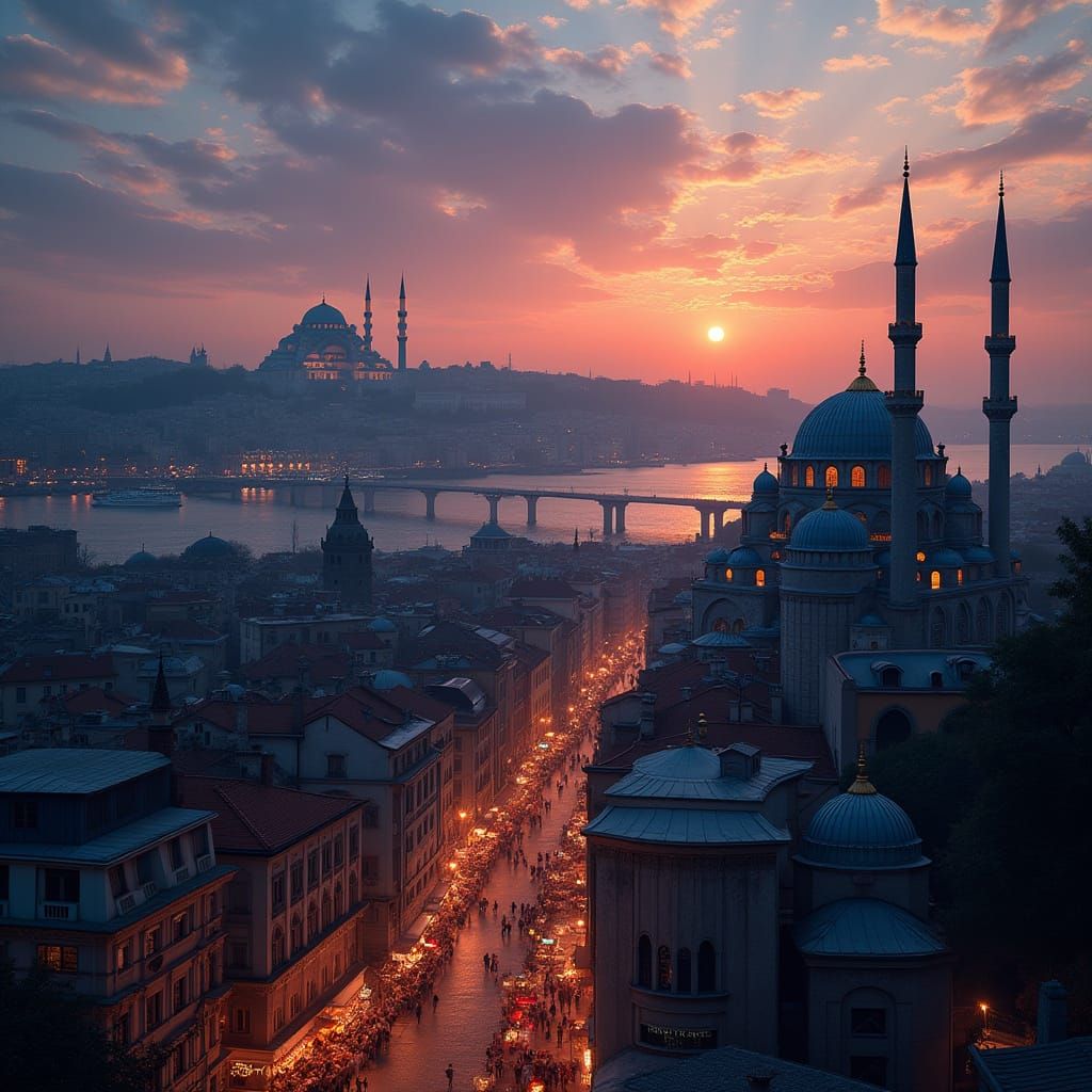 Istanbul by Moonlit Waters in Bekir Ağırdır's Dreamlike Styl...