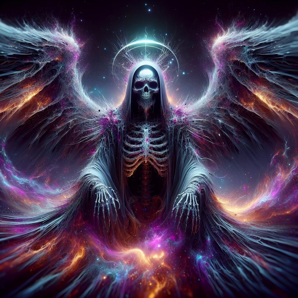 Fallen Angel of Death in Hyperrealistic Dark Fantasy