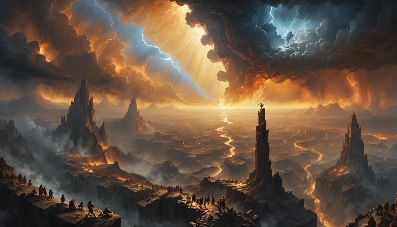 Dramatic Last Judgement Painting in Romanticism Style