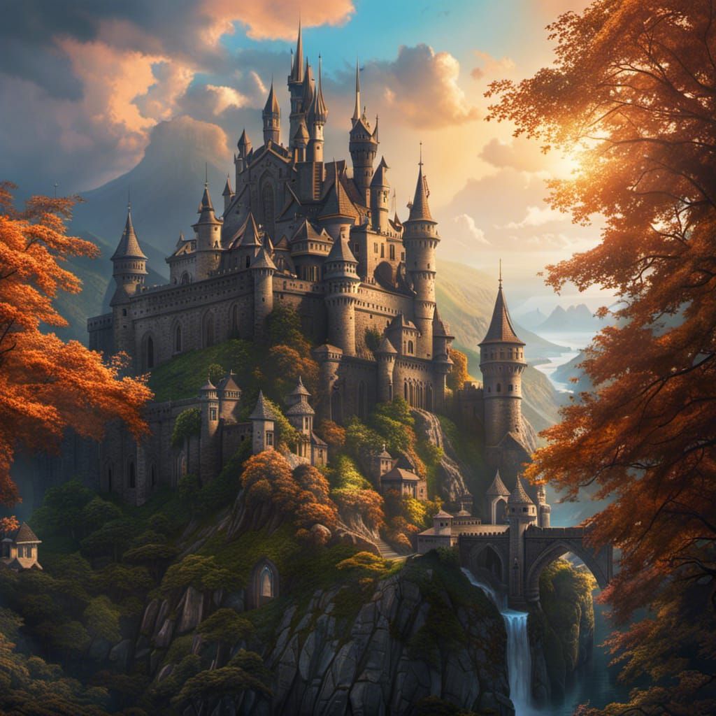 Hyperrealistic Medieval Castle Splash Art