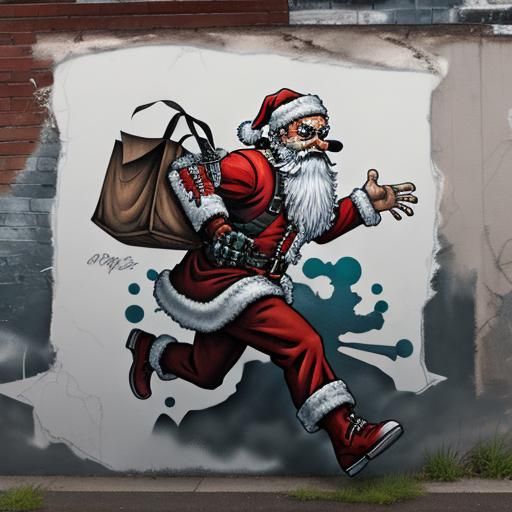 Ink splash graffiti on a ruined wall showing a Running Evil ...