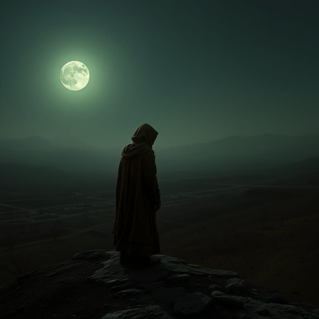 Desolate Figure in Post-Apocalyptic Landscape