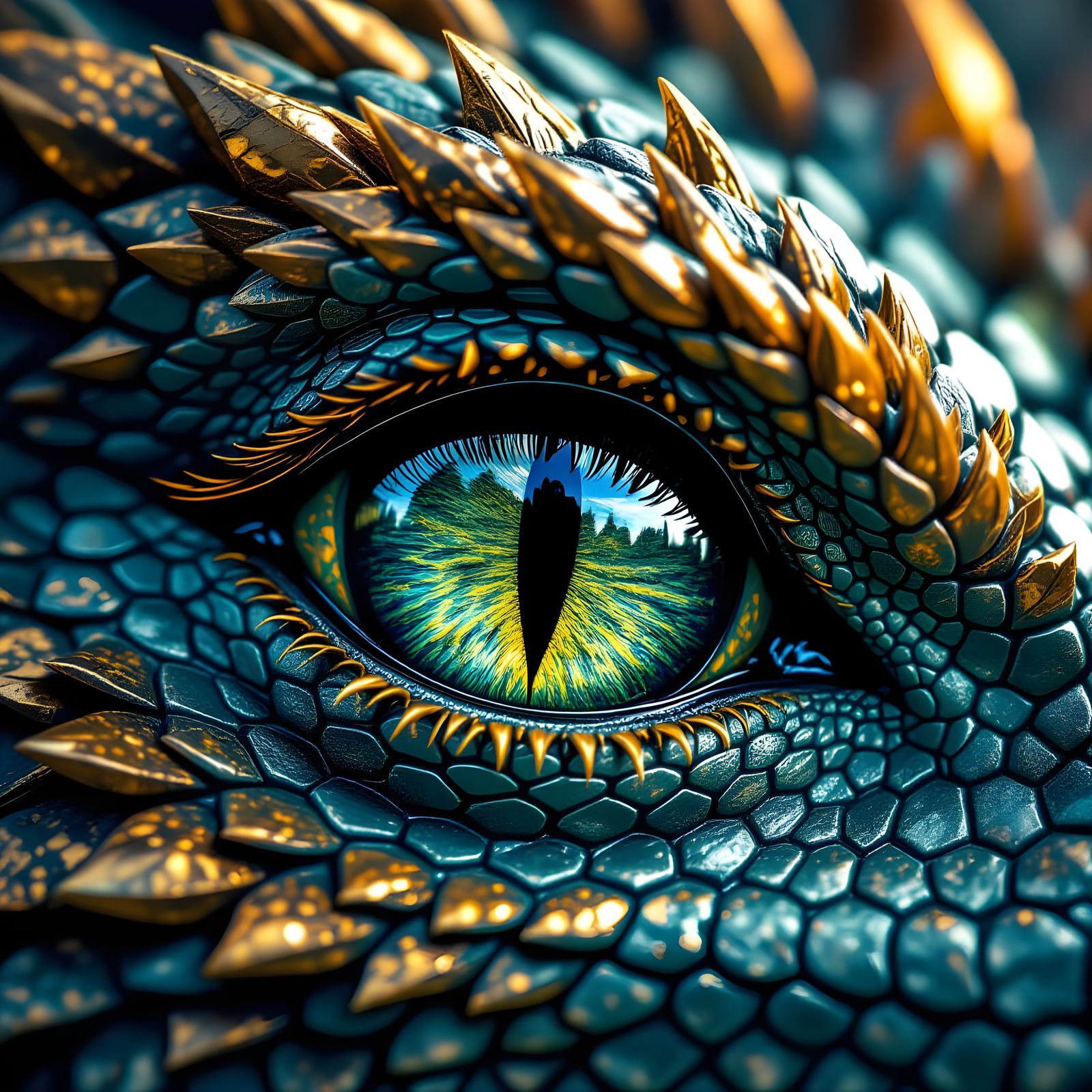 Dragon's Eye Reflecting Ancient Wisdom: Cinematic Film Still