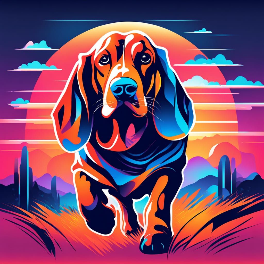 Joyful Basset Hound in Abstract Vector Art