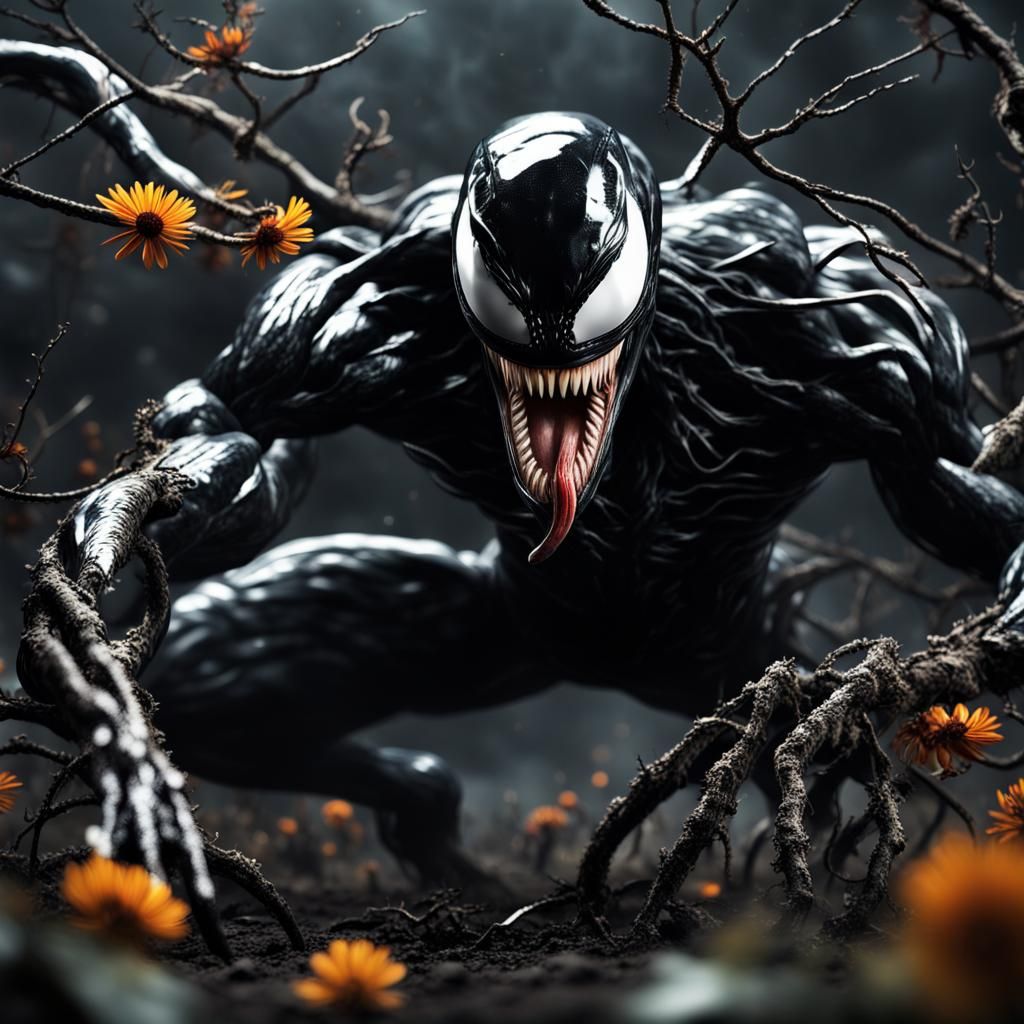 Venom Leaps: Ultra-Realistic Distorted Perspective Close-Up