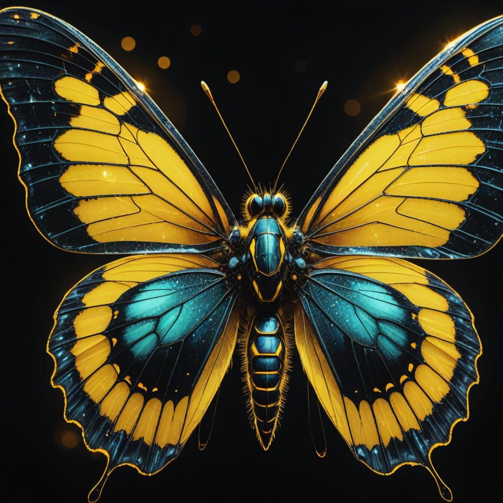 Surreal Futuristic Butterfly in Neon Glow