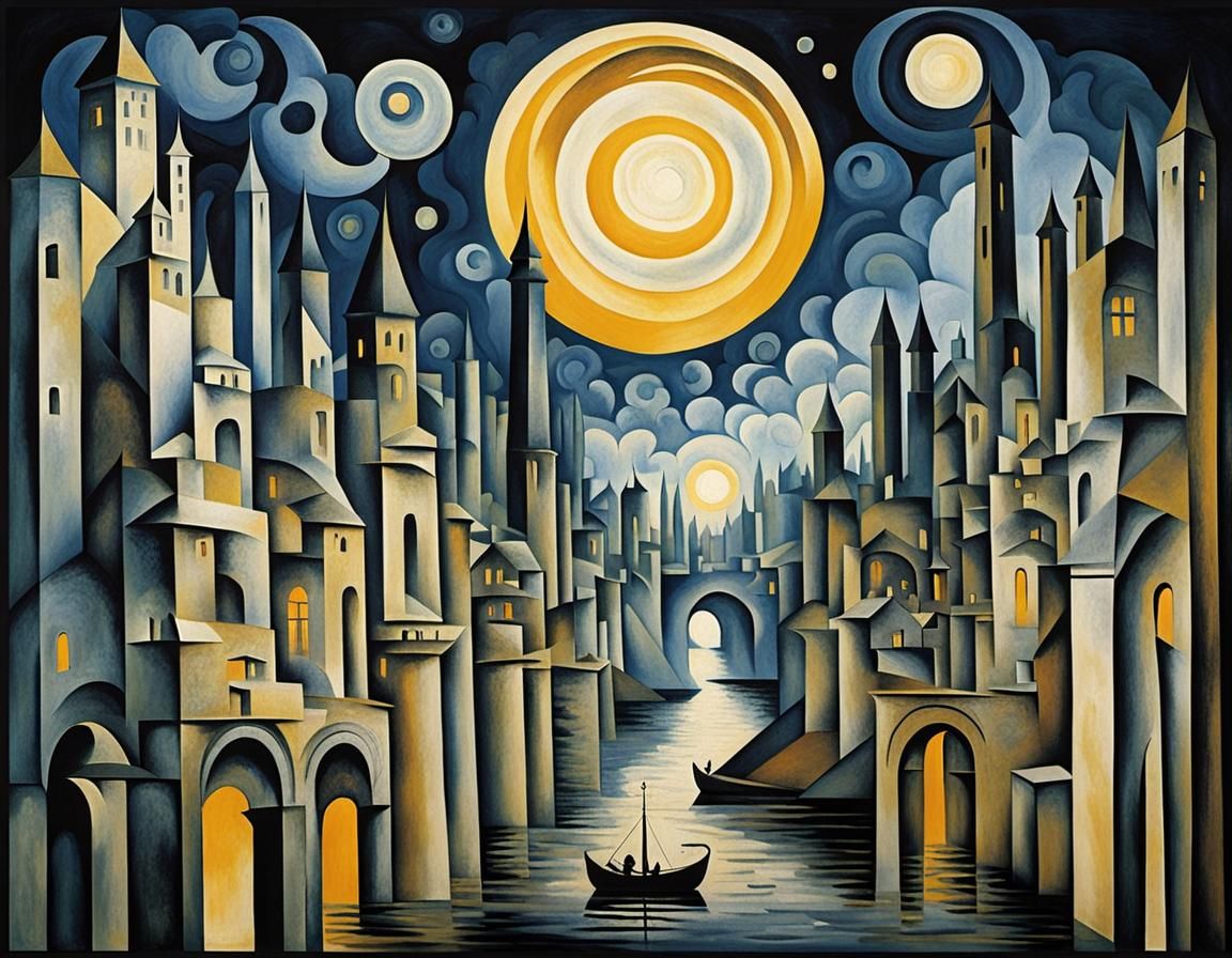 Mysterious City of Infinite Gates: Cubist Art