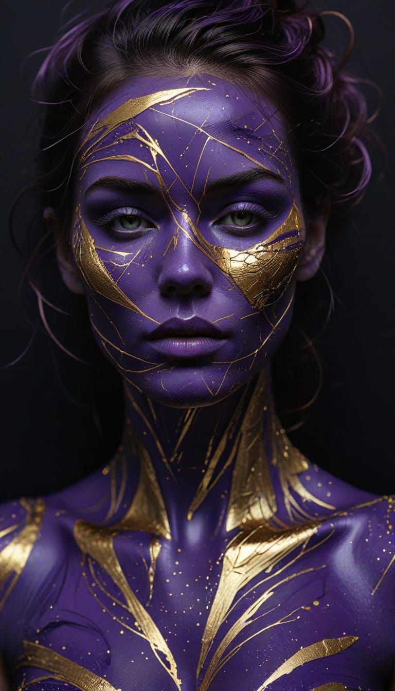 Stylized Woman in Purple and Gold