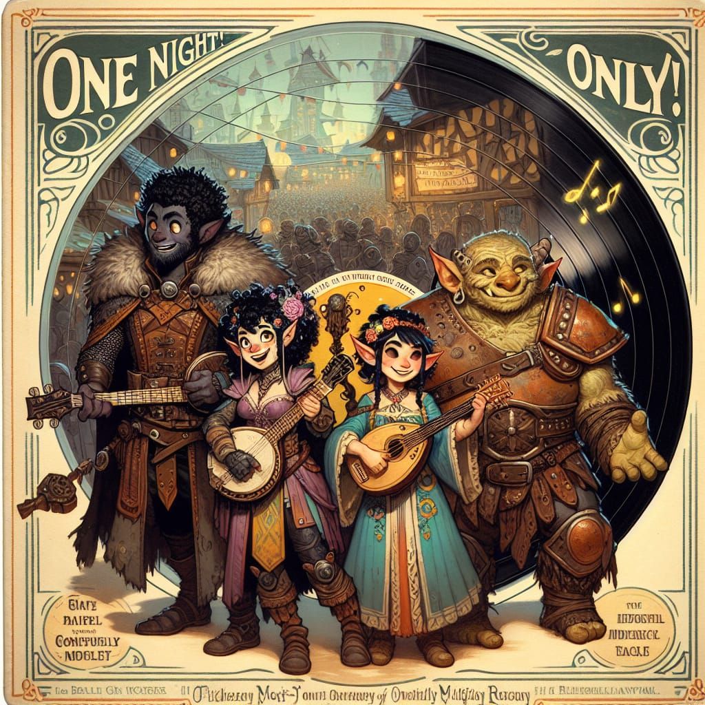 Futuristic Medieval Quartet on Vinyl Record Sleeve