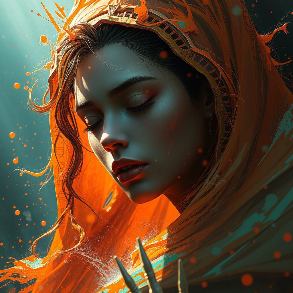 Emotional Concept Art in Orange and Teal