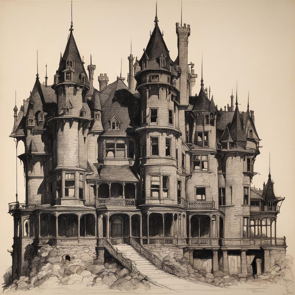 Architectural Design: H H Holmes' Castle in Ink