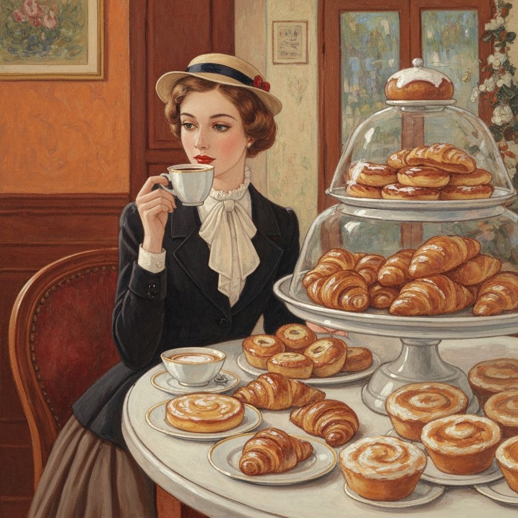 Vintage French Woman in Cafe Bakery