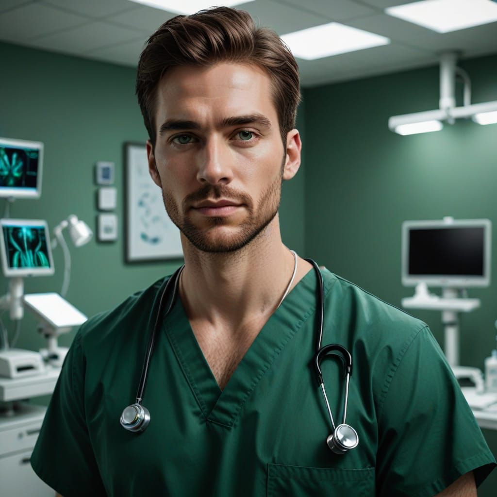 Hyper-Realistic Medical Professional in Surgical Room
