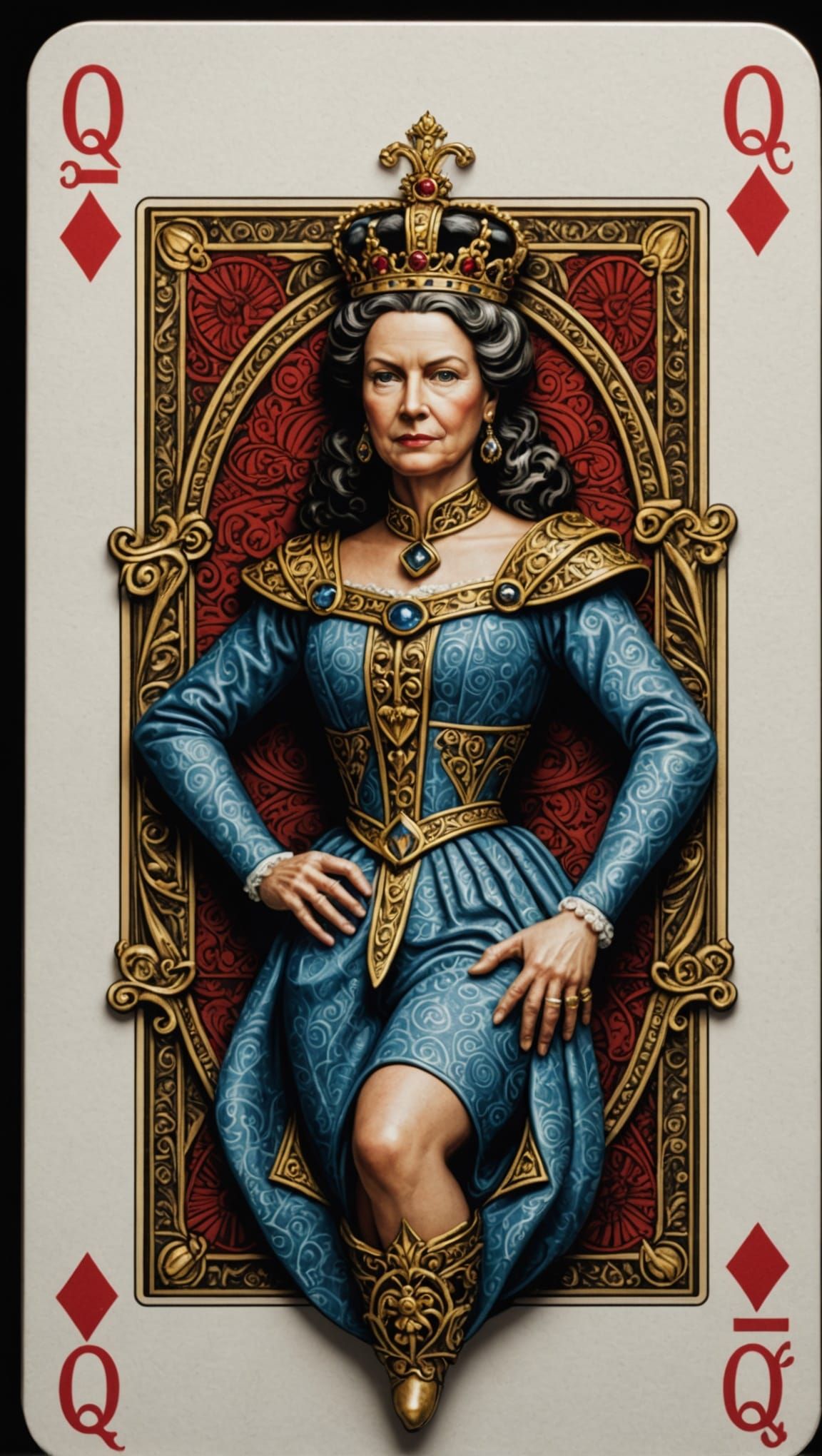 Queen of Cards in 3D Relief