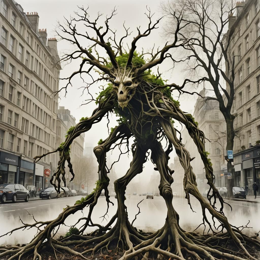 Surreal Creature in London: Double Exposure Photograph