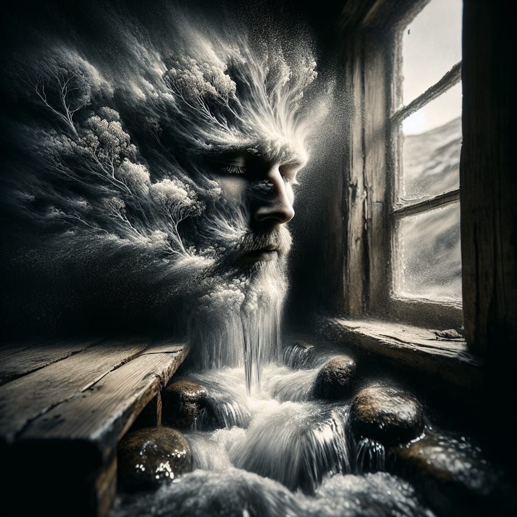 Contemplative Dissolution: An Allegorical Evolution Portrait